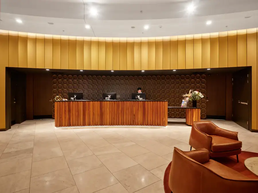 A hotel reception desk